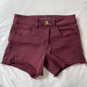 High Rise AE Maroon Super Stretch Shorts